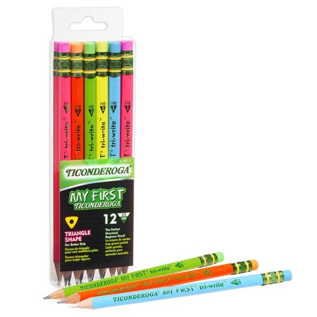 Ticonderoga My First Tri-Write Wood-Cased Pencils, Neon Assorted, PK24, 24PK 13012